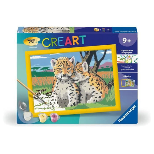 CreArt Kids 18x24cm Piccoli leopardi, Kit di pittura con i numeri, Età 9+, 25832, Ravensburger