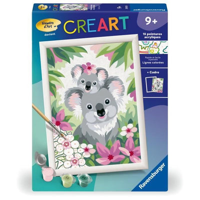 CreArt Kids 18x24cm Koala mamma e bambino, kit da dipingere con i numeri, numeri d'arte, età 9+, 25833, Ravensburger