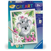 CreArt Kids 18x24cm Koala mamma e bambino, kit da dipingere con i numeri, numeri d'arte, età 9+, 25833, Ravensburger