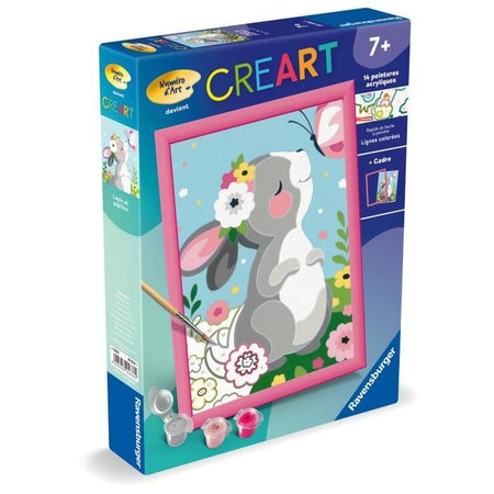 CreArt Kids - Kit de pintura por números "Conejo y mariposa" (18 x 24 cm), 25836, Ravensburger
