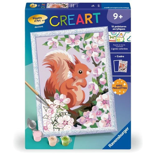 CreArt Kids - Ardilla en primavera (18 x 24 cm), kit para pintar por números, a partir de 9 aos, 25837, Ravensburger