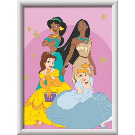 CreArt Kids 18x24 cm Principesse Disney, Kit da dipingere con i numeri, dai 7 anni in su, 25843, Ravensburger