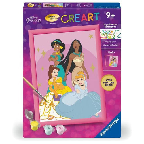 CreArt Kids - Kit de pintura por números de princesas Disney (18 x 24 cm), a partir de 7 aos, 25843, Ravensburger