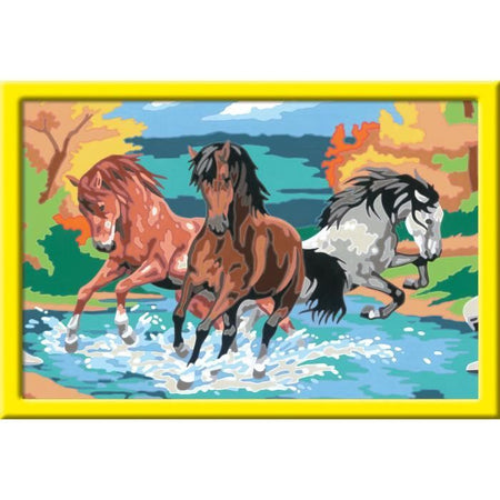 CreArt Kids - Manada de caballos (31 x 21 cm), kit para pintar por números, 9 aos en adelante, 25846, Ravensburger