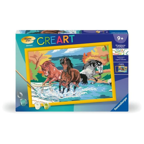 CreArt Kids - Manada de caballos (31 x 21 cm), kit para pintar por números, 9 aos en adelante, 25846, Ravensburger