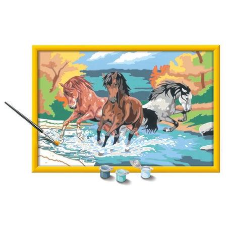 CreArt Kids - Manada de caballos (31 x 21 cm), kit para pintar por números, 9 aos en adelante, 25846, Ravensburger