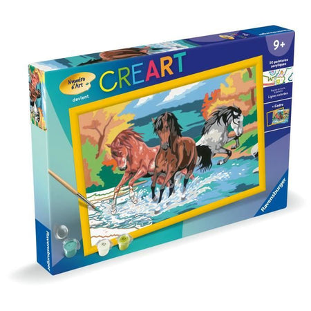 CreArt Kids 31x21cm Mandria di cavalli, Kit di pittura con i numeri, Numero d'arte, Età 9+, 25846, Ravensburger