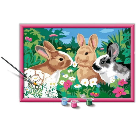 CreArt Kids 31x21cm Conigli nel prato, Kit di pittura con i numeri, età 9+, 25847, Ravensburger