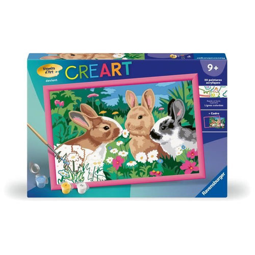 CreArt Kids - Conejos en el prado (31 x 21 cm), kit de pintura por números, a partir de 9 aos, 25847, Ravensburger