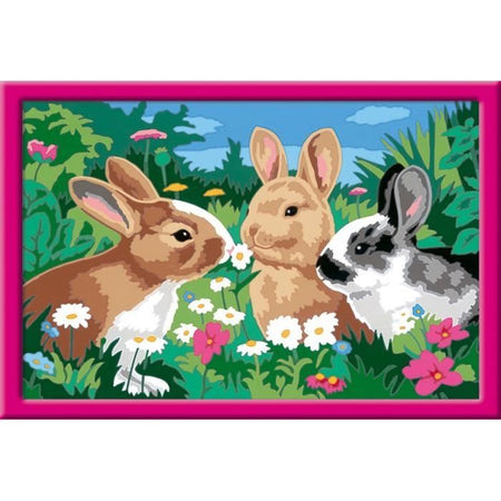 CreArt Kids 31x21cm Conigli nel prato, Kit di pittura con i numeri, età 9+, 25847, Ravensburger