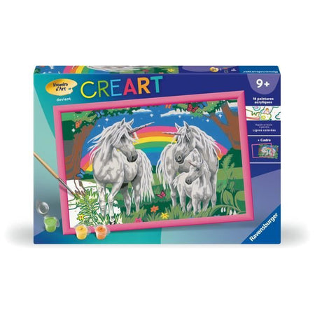 CreArt Kids 31x21cm Unicorn Land, Kit di pittura con i numeri, Numero d'arte, Età 9+, 25849, Ravensburger
