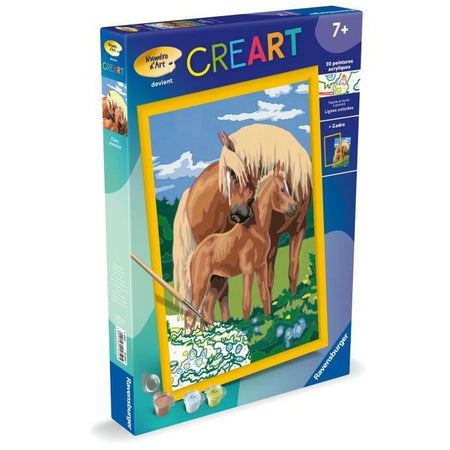 CreArt Kids 31x21cm Proud Horses, Kit di pittura con i numeri, Numero d'arte, Età 7+, 25850, Ravensburger