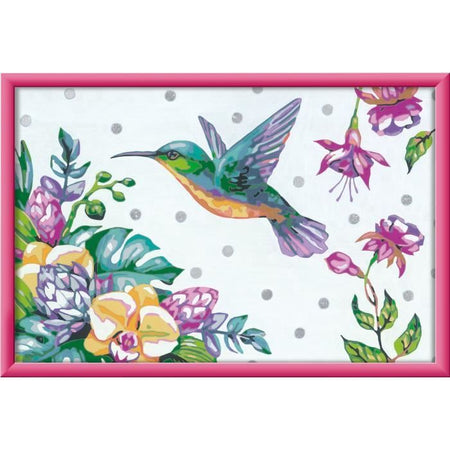 CreArt Kids 31x21cm Colibrì e fiori esotici, Kit di pittura con i numeri, Numero d'arte, Età 7+, 25851, Ravensburger