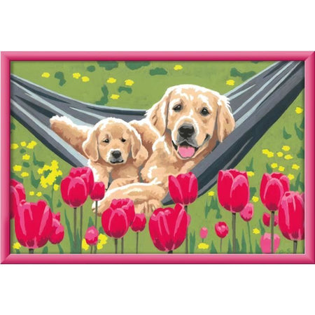 CreArt Kids 31x21cm Labrador e Tulipani, Kit Dipingi con i Numeri, Età 7+, 25852, Ravensburger