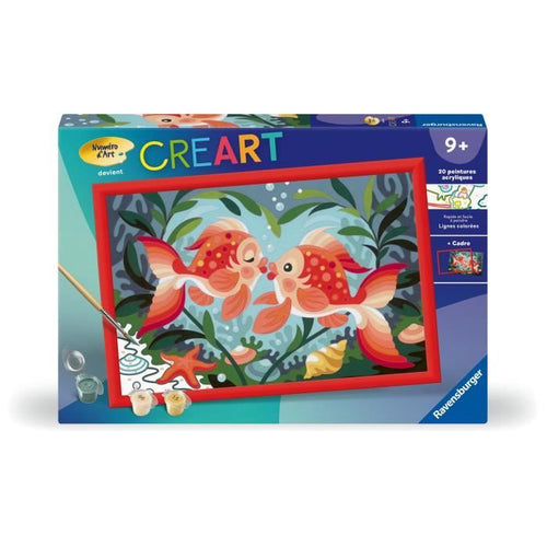 CreArt Kids - Kit de pintura por números Besos de pez (31 x 21 cm), 25853, Ravensburger