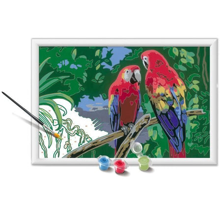 CreArt Kids 31x21cm Pappagalli, Kit di pittura con i numeri, dai 7 anni in su, 25854, Ravensburger