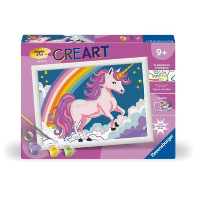 CreArt Kids 18x24cm Neon Unicorn, Kit di pittura con i numeri, età 7+, 25904, Ravensburger