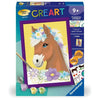 CreArt Kids 18x24cm Flowery Horse, Kit di pittura con i numeri, Numero d'arte, Età 7+, 25906, Ravensburger