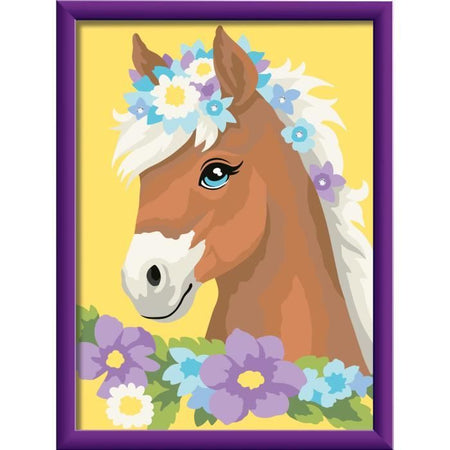 CreArt Kids 18x24cm Flowery Horse, Kit di pittura con i numeri, Numero d'arte, Età 7+, 25906, Ravensburger