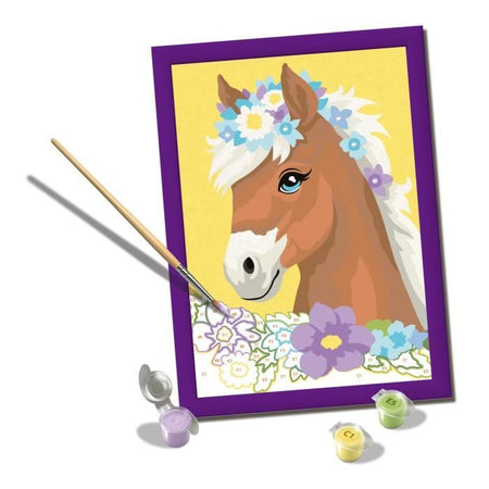 CreArt Kids Caballo florido de 18 x 24 cm, kit de pintura por números, Art Number, a partir de 7 aos, 25906, Ravensburger