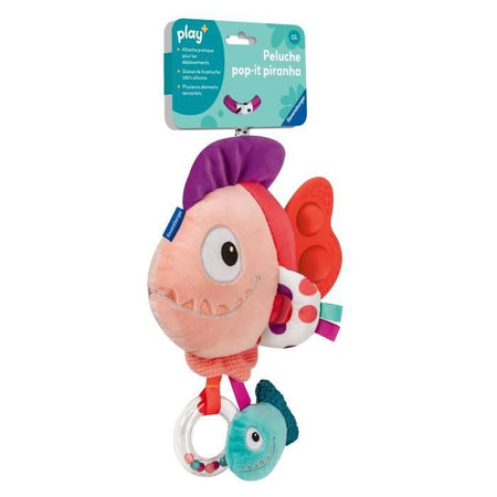 Ravensburger -PLAY + - Peluche piranha pop-it rosso - Dalla nascita - Versione francese - 34015