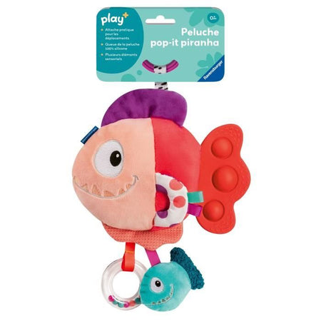 Ravensburger -PLAY + - Peluche piranha pop-it rosso - Dalla nascita - Versione francese - 34015