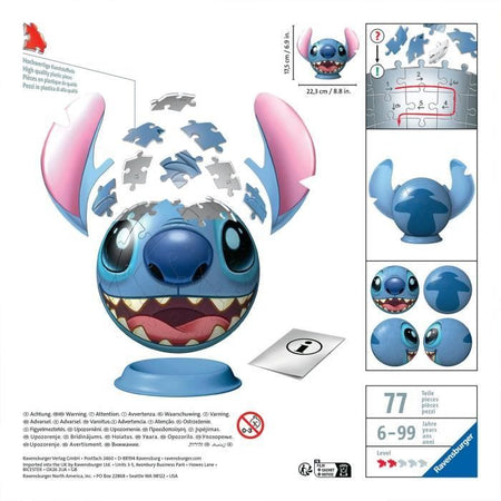 Sfera puzzle 3D Disney Stitch 72 pezzi, 6 anni, Ravensburger, 11574