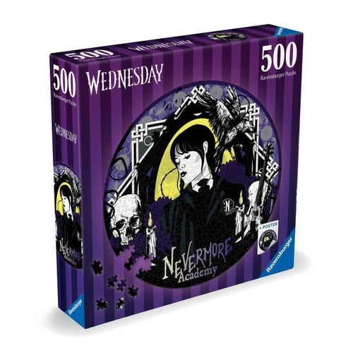 Puzzle rotondo Ravensburger - Wednesday Adams - 500 pezzi - Cartoni animati e fumetti - Da 10 anni