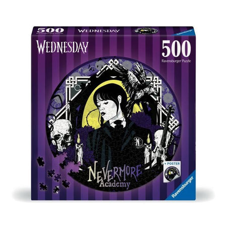 Puzzle rotondo Ravensburger - Wednesday Adams - 500 pezzi - Cartoni animati e fumetti - Da 10 anni