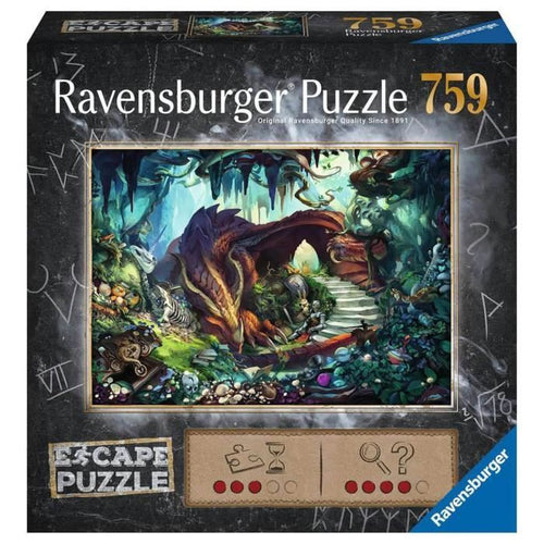 Puzzle di fuga Nella grotta del drago, 759 pezzi, Per adulti e bambini dai 12 anni, 1 guida al gioco, 1 busta con la soluzione, Inspir