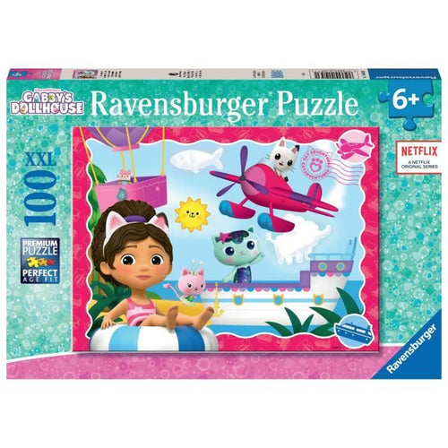 Ravensburger-GABBY'S DOLLHOUSE-Puzzle XXL da 100 pezzi - L'avventura dei gatti! / Casa delle bambole di Gabby-4005555010531-Dai 6 anni in su