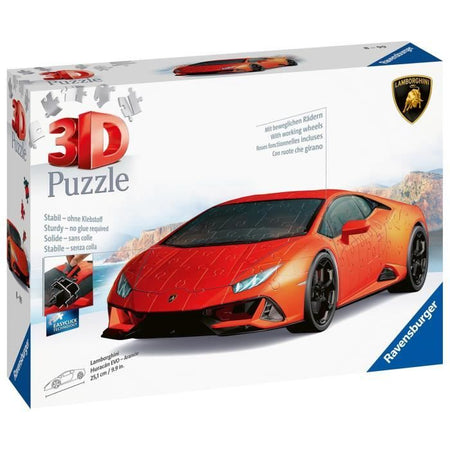 Puzzle 3D Lamborghini Huracán EVO Edition arancione (con griglia) - Forme speciali - 00011571