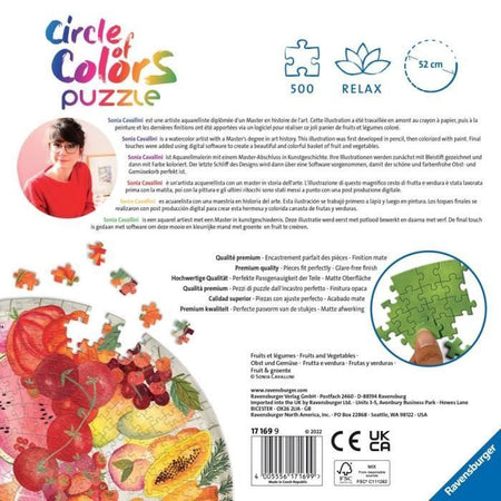Ravensburger - Puzzle Rotondo 500 Pezzi - Frutta e Verdura (Cerchio dei Colori)