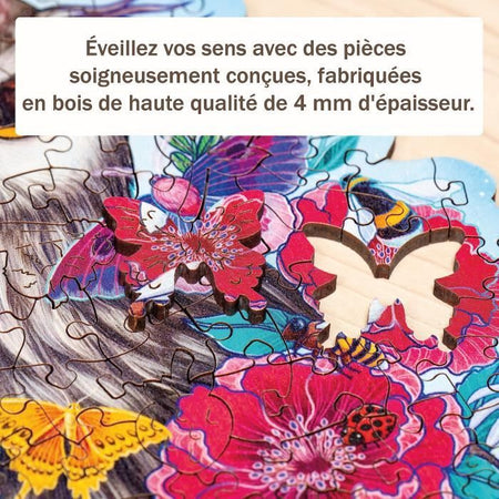 Puzzle in legno - Forma - 150 pezzi - Gufo floreale