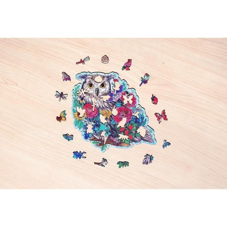 Puzzle in legno - Forma - 150 pezzi - Gufo floreale