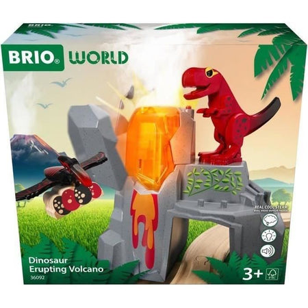 Vulcano in eruzione dei dinosauri Brio - Accessorio per il circuito del treno in legno - Azione di gioco senza batteria/magnete - dai 3 anni - Brio