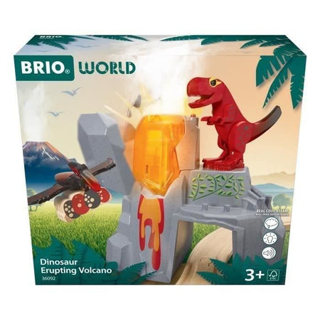 Vulcano in eruzione dei dinosauri Brio - Accessorio per il circuito del treno in legno - Azione di gioco senza batteria/magnete - dai 3 anni - Brio