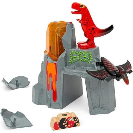 Vulcano in eruzione dei dinosauri Brio - Accessorio per il circuito del treno in legno - Azione di gioco senza batteria/magnete - dai 3 anni - Brio