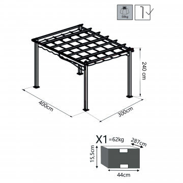 Gazebo "Astoria" pergolato moderno da giardino e veranda con struttura in alluminio