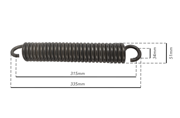 Molla tiller 335mm con gancio aperto a vite spessore 9mm adattabile Nardi