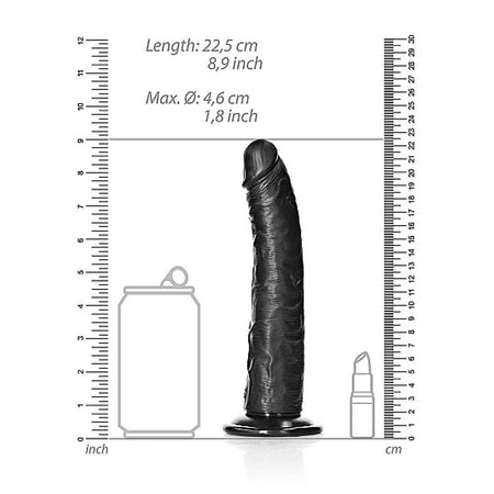 REALROCK DILDO REALISTICO NERO ANALE SLIM 8” CON VENTOSA