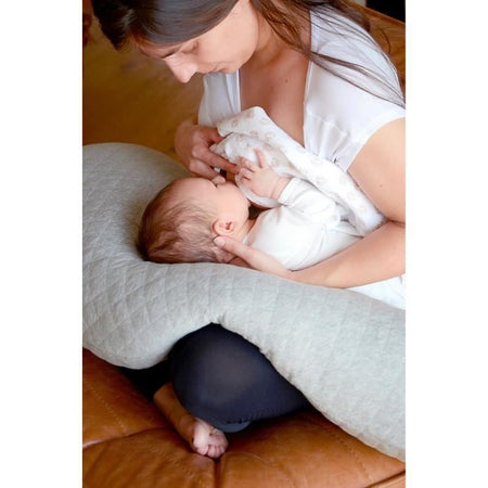 BEABA Big Flopsy  Cuscino per allattamento e maternità, fiore di cotone, grigio melange
