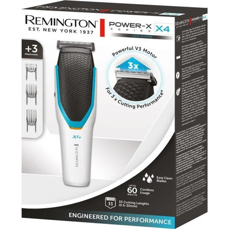 Tagliacapelli - REMINGTON - HC4000 X4 Power Xseries - Durata della batteria 60 min - Design bianco/blu