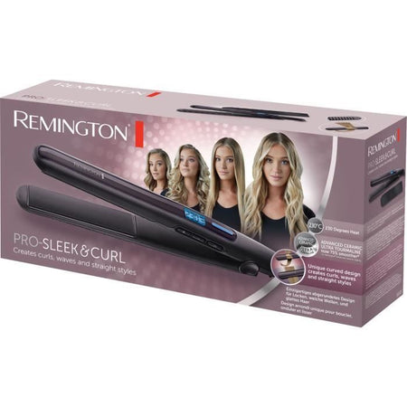 Piastra e arricciacapelli REMINGTON S6505 PRO-SLEEK & CURL - 230C - Riscaldamento rapido - Turbo - Custodia - Nero