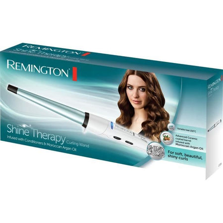 Ferro arricciacapelli conico REMINGTON CI53W Shine Therapy - 210C - Riscaldamento rapido - 8 temperature - Bianco