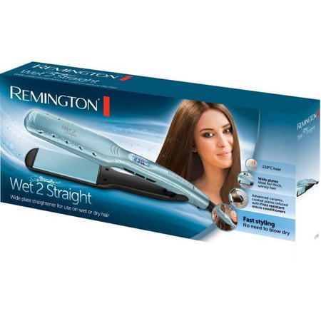 REMINGTON S7350 Piastra per capelli, Piastra per capelli professionale Wet2Straight, Piastre flottanti in ceramica avanzate, Trattamento anti-crespo