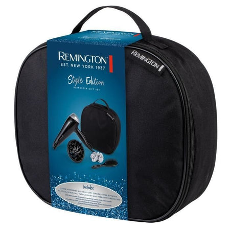 Style Edit Scatola per asciugacapelli Remington D3171GP  2200 W  Vano portaoggetti, diffusore, spazzola piatta e elastico in seta