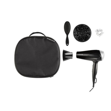 Style Edit Scatola per asciugacapelli Remington D3171GP  2200 W  Vano portaoggetti, diffusore, spazzola piatta e elastico in seta