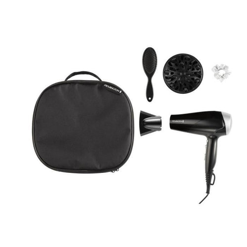 Style Edit Scatola per asciugacapelli Remington D3171GP  2200 W  Vano portaoggetti, diffusore, spazzola piatta e elastico in seta