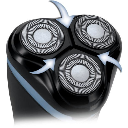 Rasoio rotante a batteria - REMINGTON - R1000 - 3 lame Dual Track - Rifinitore retrattile - Durata batteria 30 min - LED